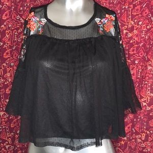 Yoomito Lace Embroidered Floral Top